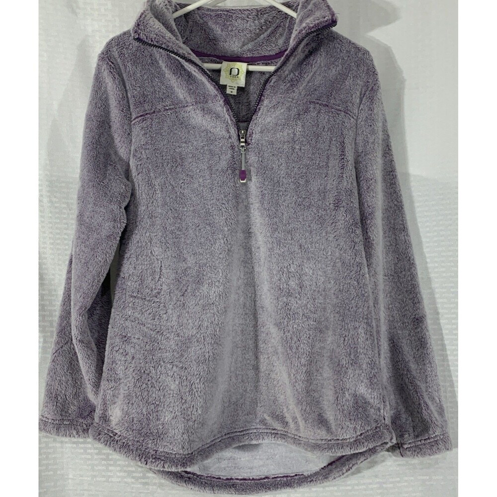 Fuda Purple Fuzzy Fleece Pullover Nwt 1/4 Zip Teddy Jacket Womens M Soft Cozy